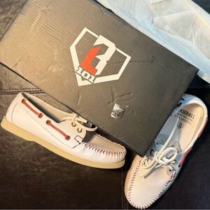 NIB Baseball 101 White and Red Men's Boat Shoes size 6